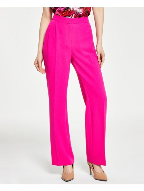 Bar III Women's High-Rise Crepe Wide-Leg Trouser Pants, Created for Macy's