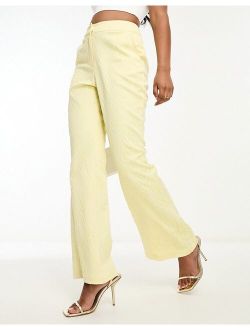 Twisted Tailor jacquard flare suit pants in yellow