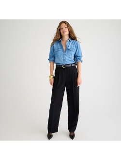 Wide-leg essential pant in city crepe