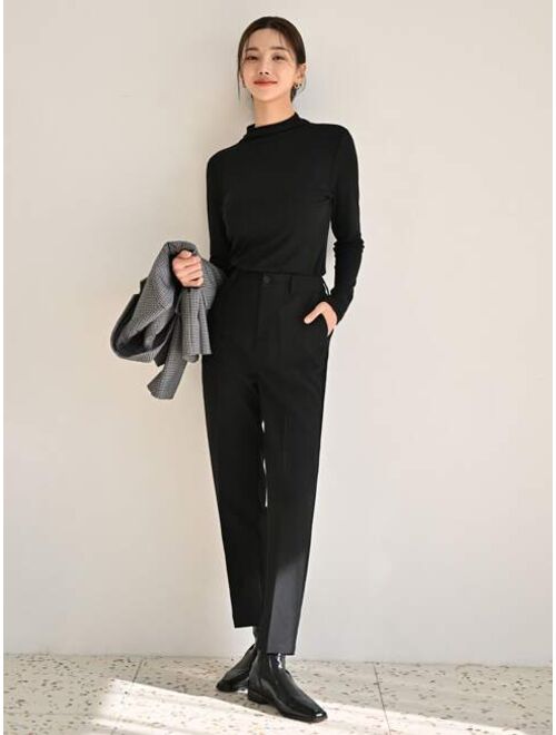 DAZY Solid Slant Pocket Suit Pants