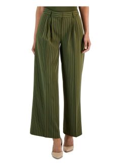 Women's Pinstriped Pleated-Waist Trouser Pants