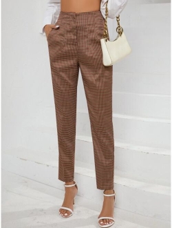 SHEIN BIZwear Plaid Slant Pocket Suit Pants Workwear