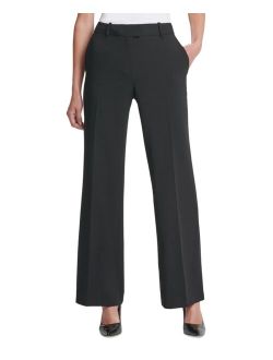 Petite Solid Fixed-Waist Slant-Pocket Wide-Leg Pants