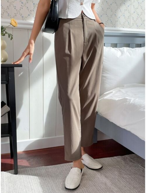 DAZY Solid Fold Pleated Suit Pants