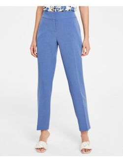 Petite Stretch Crepe Mid-Rise Straight-Leg Pants