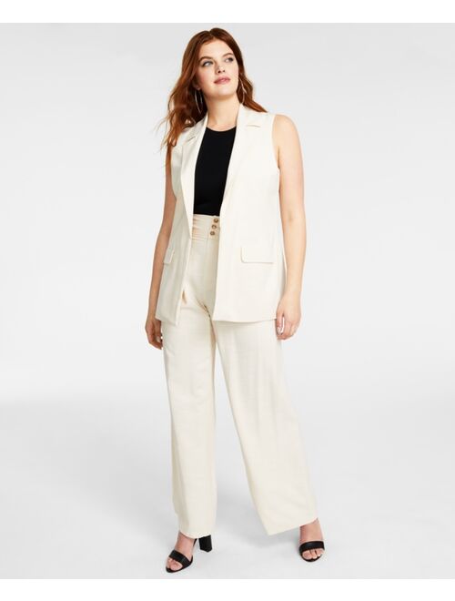 Bar III Petite High-Rise Pleated Wide-Leg Pants, Created for Macy's