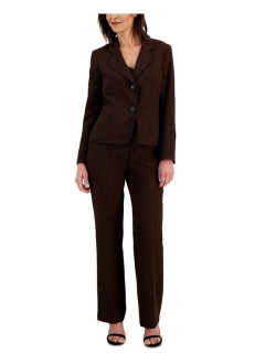 Women's Framed Twill Two-Button Pantsuit, Regular and Petite Sizes