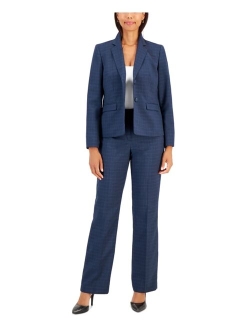 Windowpane Double-Button Jacket & Straight-Leg 2-Pc. Pantsuit