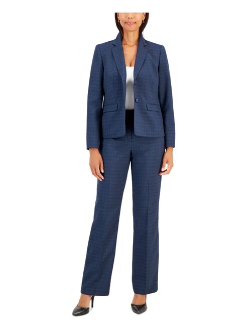 Le Suit Windowpane Double-Button Jacket & Straight-Leg 2-Pc. Pantsuit