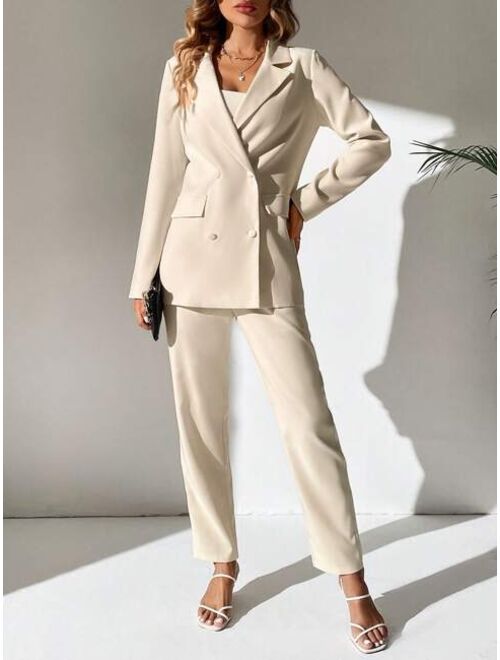 SHEIN Tall Solid Double Breasted Blazer Pants