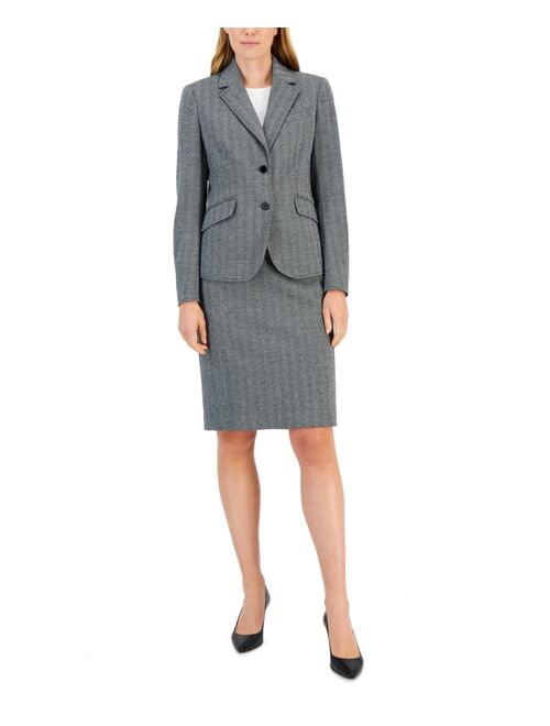 Anne Klein Women's Herringbone Two-Button Jacket & Flare-Leg Pants & Pencil Skirt