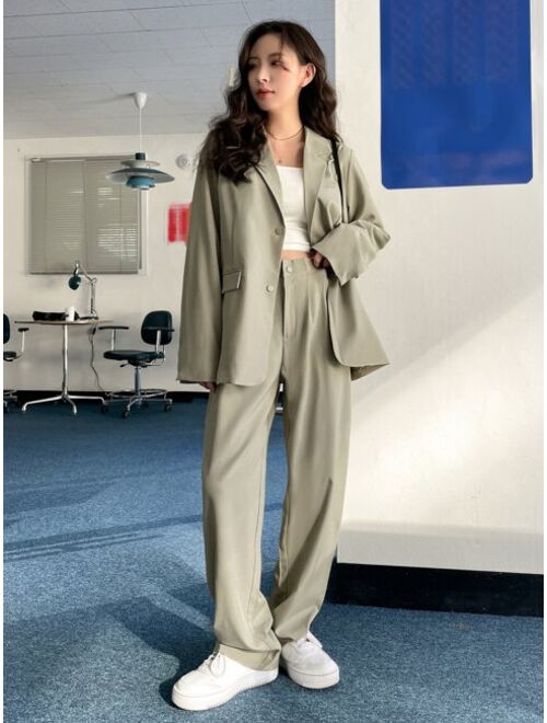 DAZY Lapel Neck Flap Detail Blazer Tailored Pants