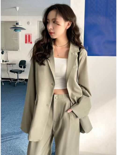 DAZY Lapel Neck Flap Detail Blazer Tailored Pants