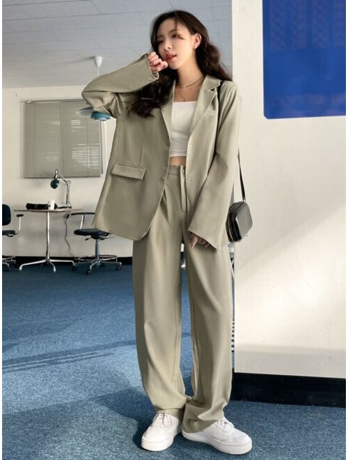 DAZY Lapel Neck Flap Detail Blazer Tailored Pants