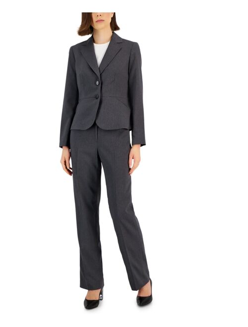 Le Suit Women's Two-Button Pinstriped Pantsuit, Regular & Petite