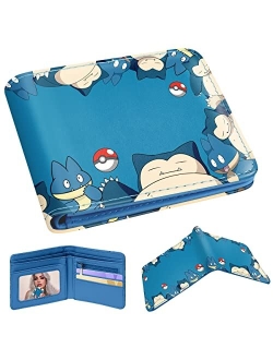 Oqplog Leather Wallet for Boys Wallets for Girls Kids Wallet Cute Kawaii Cartoon Aesthetic Character Fun Purse Credit ID Card Slim Thin Bi-fold Small Coin Purses for Teen