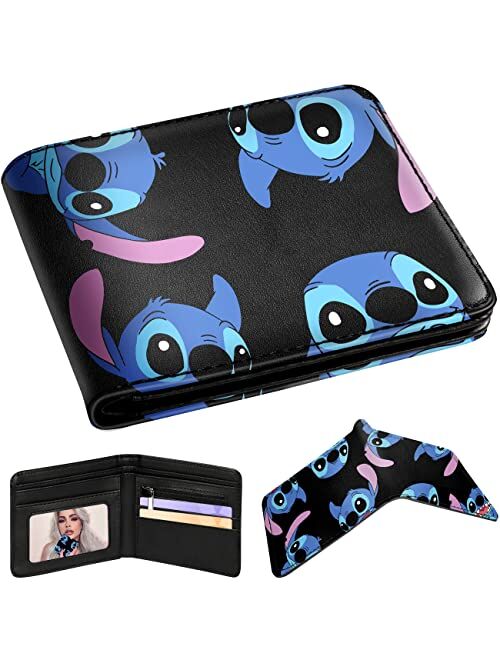 Oqplog Leather Wallet for Boys Wallets for Girls Kids Wallet Cute Kawaii Cartoon Aesthetic Character Fun Purse Credit ID Card Slim Thin Bi-fold Small Coin Purses for Teen