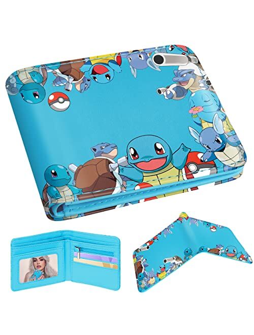 Oqplog Leather Wallet for Boys Wallets for Girls Kids Wallet Cute Kawaii Cartoon Aesthetic Character Fun Purse Credit ID Card Slim Thin Bi-fold Small Coin Purses for Teen