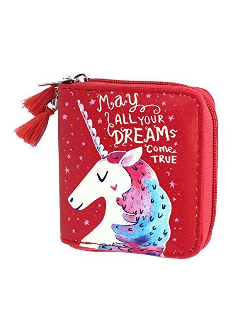 Timlee Unicorn Wallet For Teen Girls Women Zipper Wallet Cute Rainbow Unicorn Design Short Wallets Girls Christmas Gift(Unicorn Blue A)