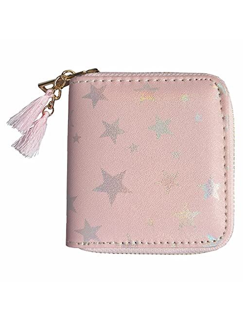 Timlee Unicorn Wallet For Teen Girls Women Zipper Wallet Cute Rainbow Unicorn Design Short Wallets Girls Christmas Gift(Unicorn Blue A)