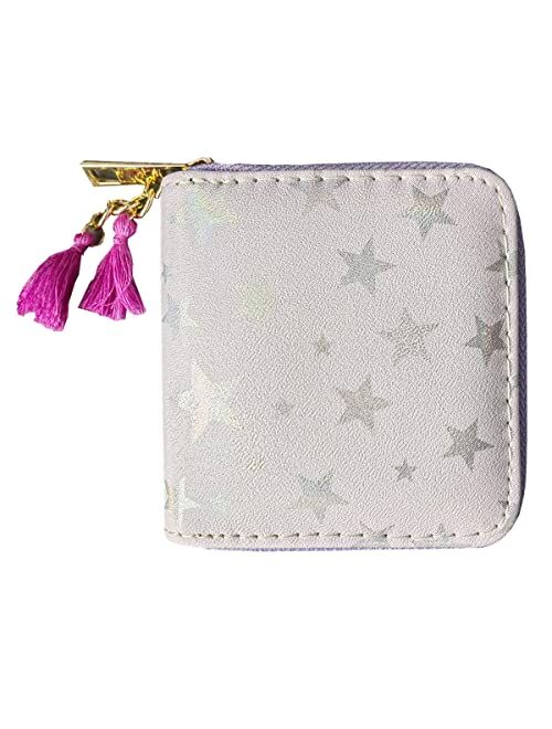 Timlee Unicorn Wallet For Teen Girls Women Zipper Wallet Cute Rainbow Unicorn Design Short Wallets Girls Christmas Gift(Unicorn Blue A)