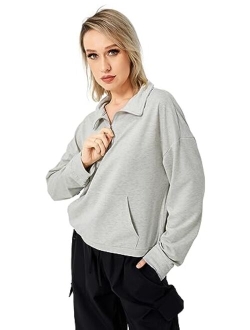 Scacto Women Fashion Hoodies Casual Sweatshirts Long Sleeve Crew Neck Full Zip Sweatshirts Hoodies wPocket Fall Outfits Clothes