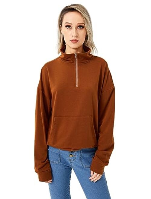 Scacto Women Fashion Hoodies Casual Sweatshirts Long Sleeve Crew Neck Full Zip Sweatshirts Hoodies wPocket Fall Outfits Clothes