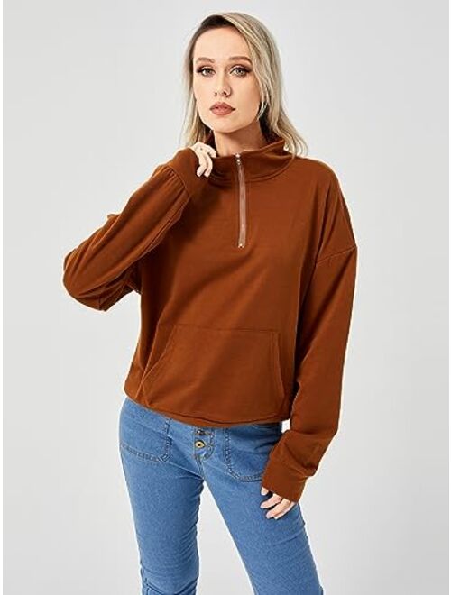 Scacto Women Fashion Hoodies Casual Sweatshirts Long Sleeve Crew Neck Full Zip Sweatshirts Hoodies wPocket Fall Outfits Clothes