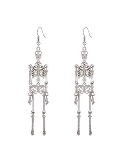 CEALXHENY Halloween Skeleton Earrings Spooky Skull Skeleton Dangle Earrings for Women Girls Costume Dress Up Ghost Earrings