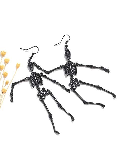 CEALXHENY Halloween Skeleton Earrings Spooky Skull Skeleton Dangle Earrings for Women Girls Costume Dress Up Ghost Earrings