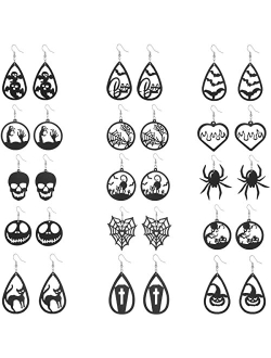 Shecina 20pairs Halloween Earrings Set For Women,Hypoallergenic Multipack Spider Web Pumpkin Cat Skeleton Bat Ghost Witch Boo Cute Stud Earrings For Girls