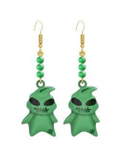 RUIYUE Funny Earrings Halloween Earrings,Christmas Nightmare,Ladies and Girls Earrings Green Jewelry Stud Earrings Green Ghost Earrings