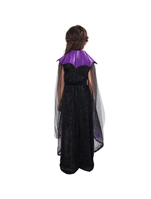 EraSpooky Vampire Costume for Girls Halloween Kids Gothic Bat Dress Victorian Vampiress Outfit 4-10