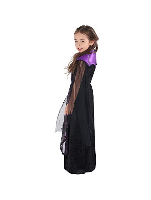 EraSpooky Vampire Costume for Girls Halloween Kids Gothic Bat Dress Victorian Vampiress Outfit 4-10