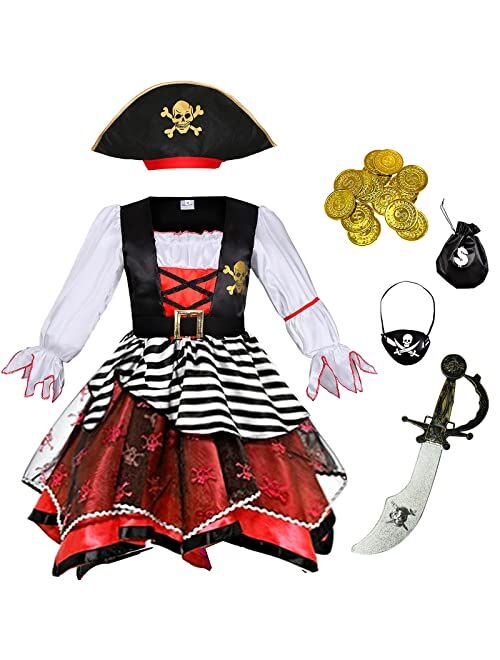 Sersllta Girls Pirate Costume for Halloween Kids Dress Up