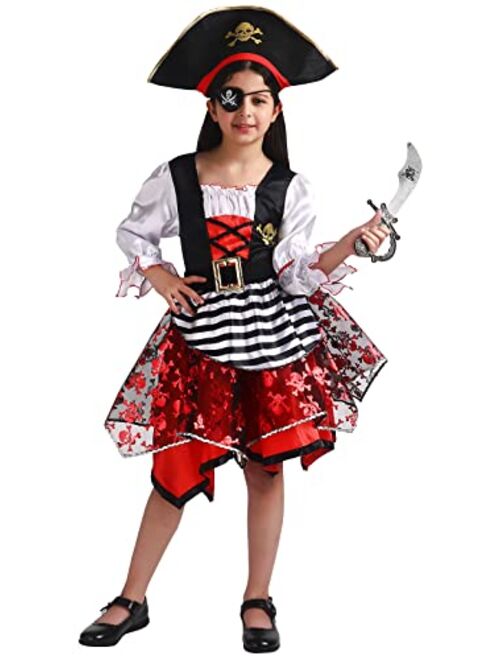 Sersllta Girls Pirate Costume for Halloween Kids Dress Up