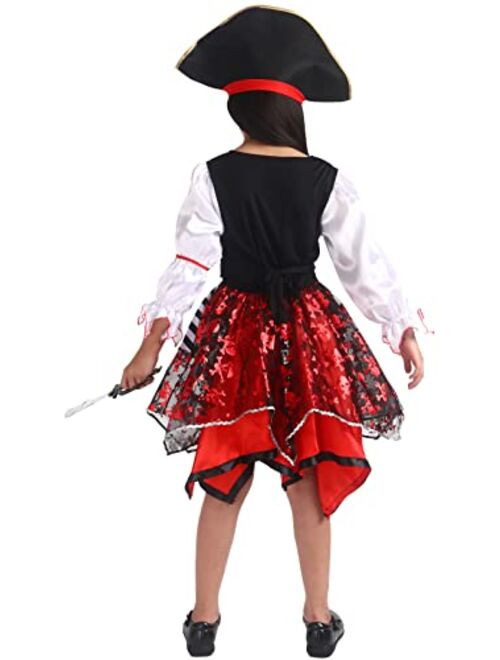 Sersllta Girls Pirate Costume for Halloween Kids Dress Up