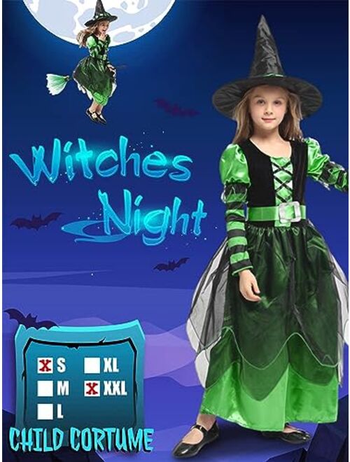 Narecte Halloween Costumes for Girls Halloween Costumes,Witch Costume for Girls Witch Costume,Kids Witch Costume