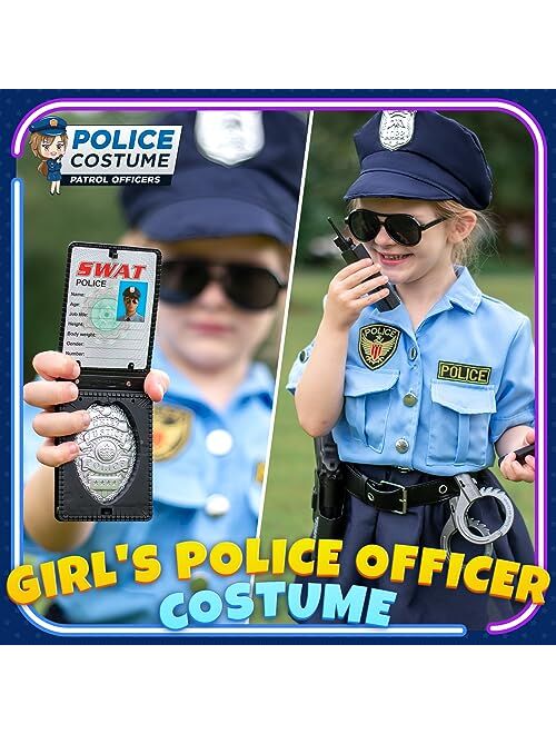 Luucio Girls Police Officer Costume for Kids, Police Costume for Kids, Halloween Costume for Girls, Role Play Kit for Girls