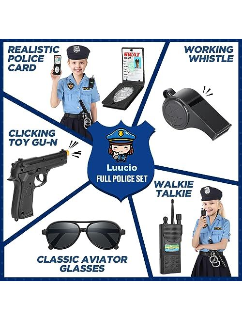 Luucio Girls Police Officer Costume for Kids, Police Costume for Kids, Halloween Costume for Girls, Role Play Kit for Girls