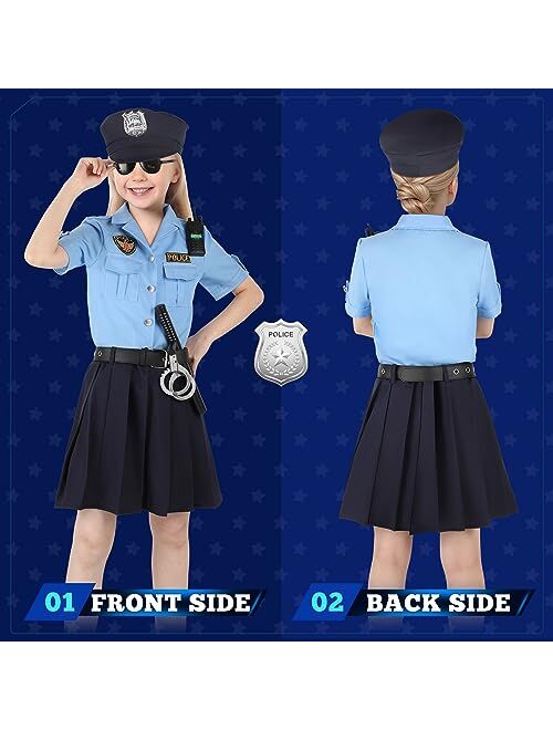 Luucio Girls Police Officer Costume for Kids, Police Costume for Kids, Halloween Costume for Girls, Role Play Kit for Girls