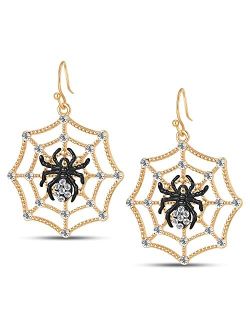 Famarine Halloween Spider Web Earrings for Women Black Widow Spider Drop Dangle Earrings Funny Horror Earrings, Halloween Party Jewelry Gothic