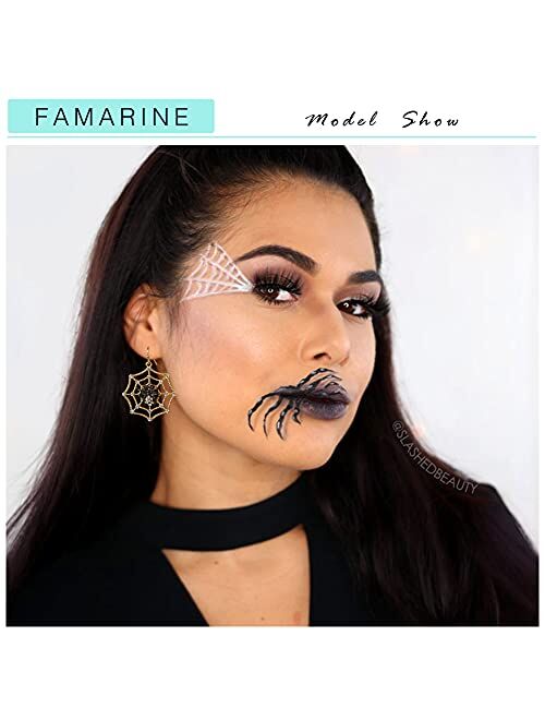 Famarine Halloween Spider Web Earrings for Women Black Widow Spider Drop Dangle Earrings Funny Horror Earrings, Halloween Party Jewelry Gothic