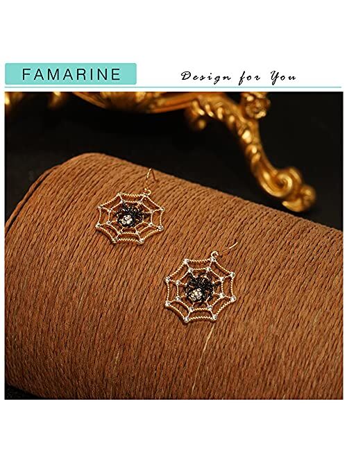 Famarine Halloween Spider Web Earrings for Women Black Widow Spider Drop Dangle Earrings Funny Horror Earrings, Halloween Party Jewelry Gothic