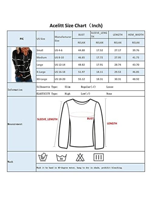 Acelitt Women Long Sleeve Crewneck Sweatshirt Side Split Pullover Tops