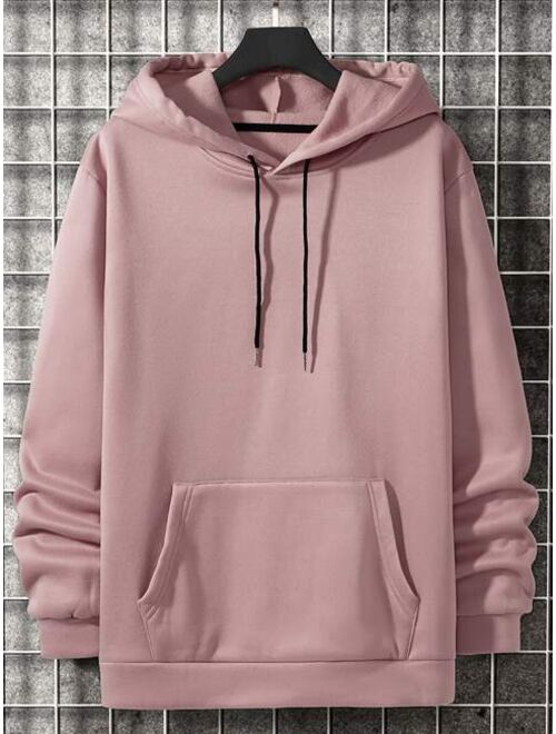 Shein Manfinity Basics Men Kangaroo Pocket Drawstring Thermal Hoodie