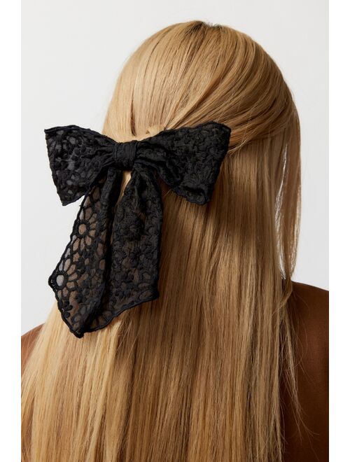 Urban Outfitters Embroidered Floral Hair Bow Barrette