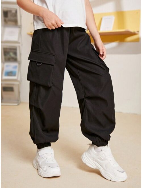 SHEIN Kids HYPEME Tween Boy Flap Pocket Side Cargo Pants