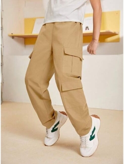 SHEIN Kids HYPEME Tween Boy Flap Pocket Side Cargo Pants