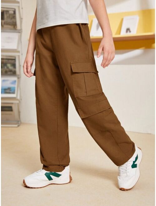 SHEIN Kids HYPEME Tween Boy Flap Pocket Side Cargo Pants